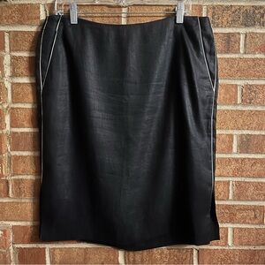 Lauren Ralph Lauren Women 12 Black Linen Knee-Length Pencil Skirt NWOT Pockets